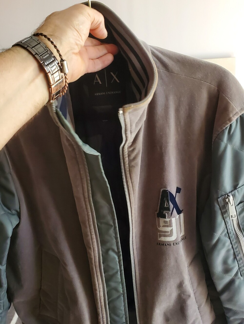 Armani Exchange Men’s Gray & Olive Bomber Jacket